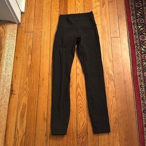 Lulu lemon black high waisted leggings, no size indicated, prob 0, VGUC